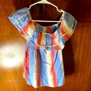 Off the shoulders cute red, white , and blue top